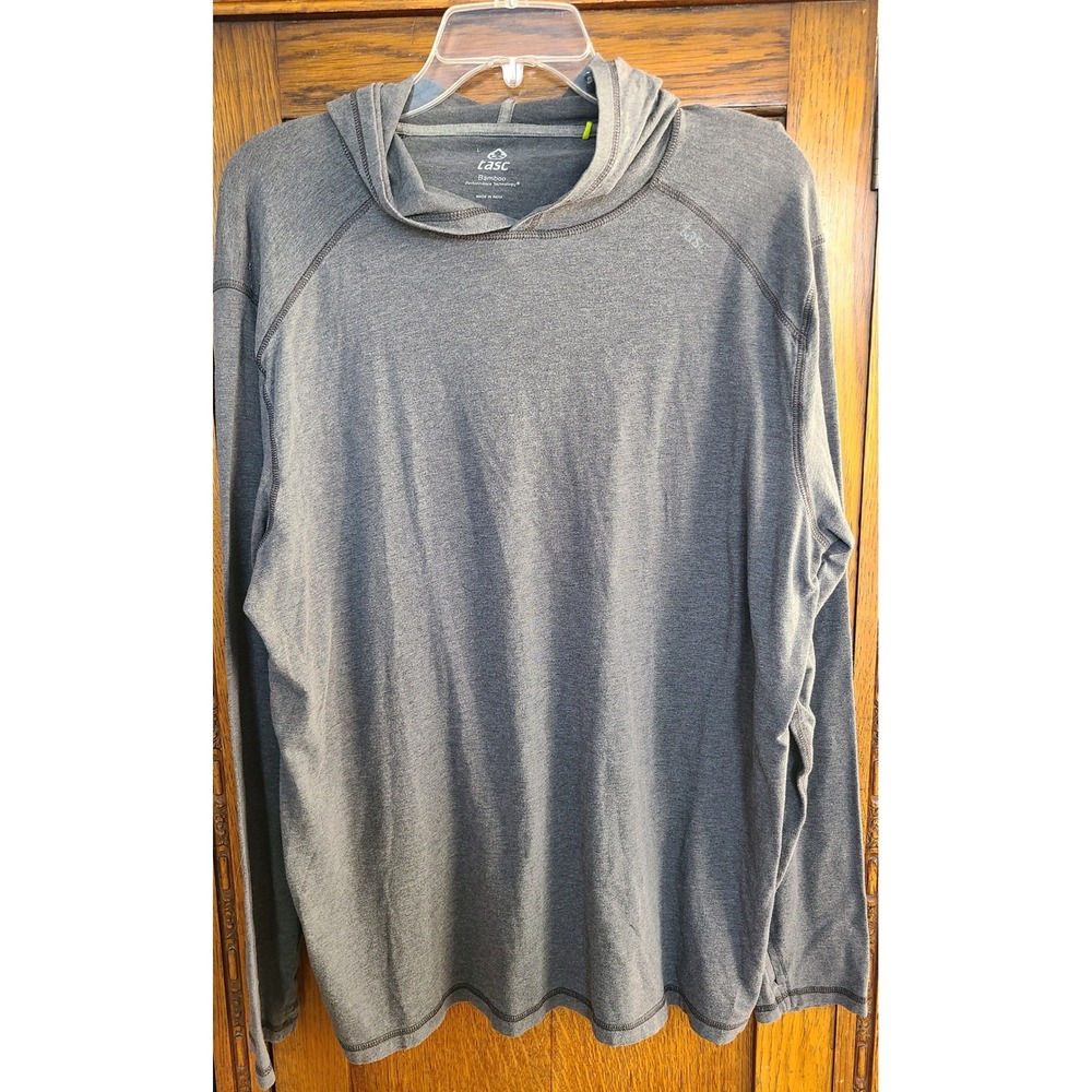 Tasc Bamboo Performance Gray Long Sleeve Hoodie Thumbholes Womens Large